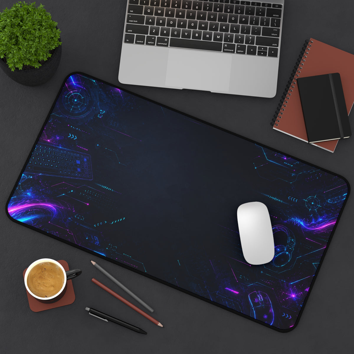 Neon Cyber Tech Desk Mat